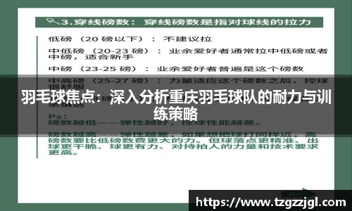 羽毛球焦点：深入分析重庆羽毛球队的耐力与训练策略