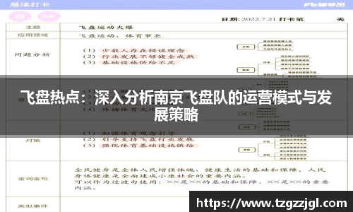 飞盘热点：深入分析南京飞盘队的运营模式与发展策略